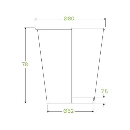 Single Wall Takeaway Coffee Cup 230ml / 6oz (80mm) BioCup White