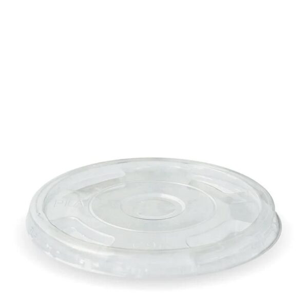 BIOC96F-1 Biocup Lid Flat to Suit PLA (Clear) Green Line 300-700ml Cup