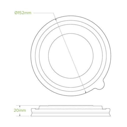 Biobowl Lid PLA to match Bowl 500-1000ml (Kraft)