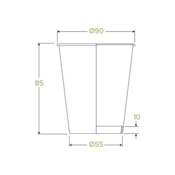 Single Wall Takeaway Coffee Cup 280ml / 8oz (90mm) BioCup White