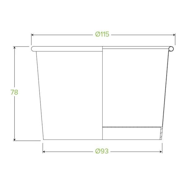 Biobowl Paper 550ml (16oz) - Natural Green Stripe