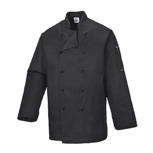 Chef Jacket Black L/Sleeve XSmall P/C