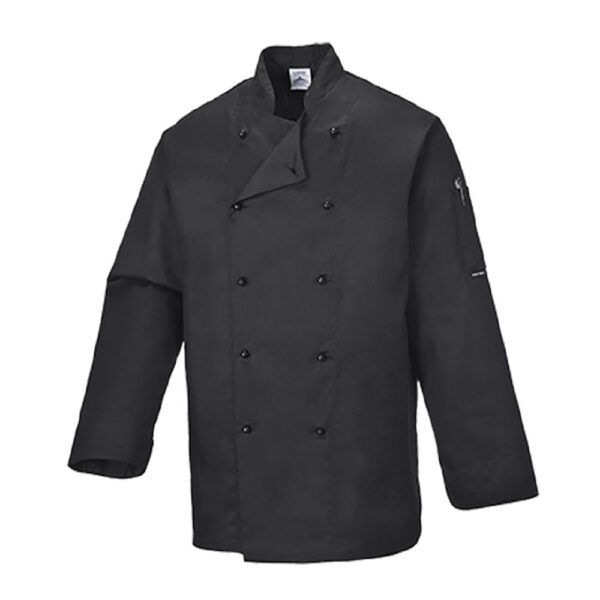 Chef Jacket Black L/Sleeve XSmall P/C