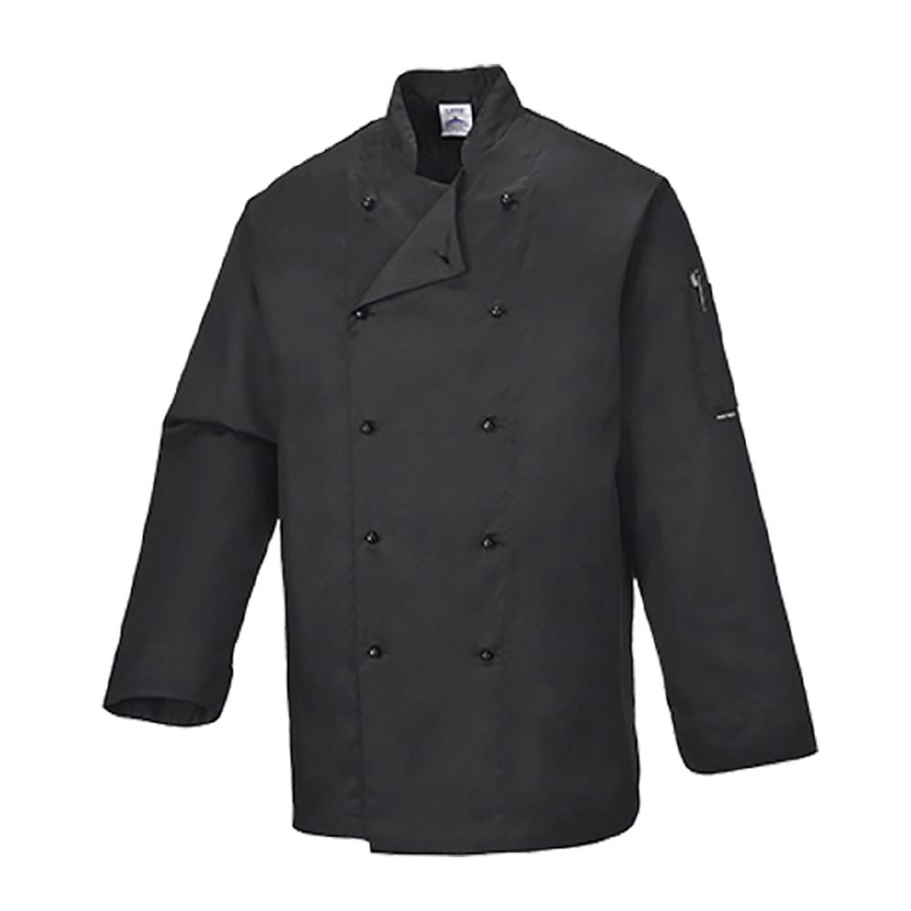 Chef Jacket Black L/Sleeve XSmall P/C