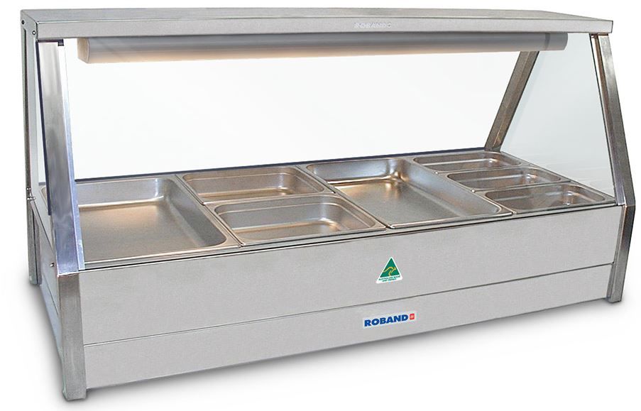 ROBAND Hot Food Display Double Row Straight Glass 4 Bay 1355mm E24