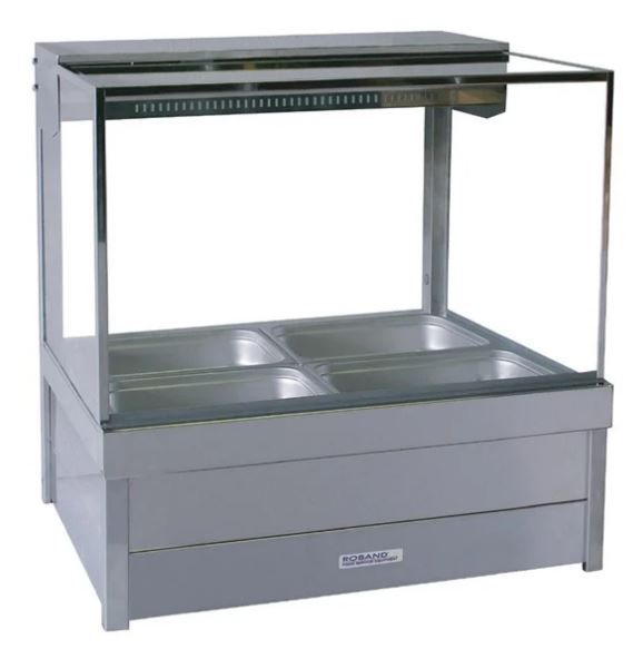 Roband Hot Food Display Bar Square Glass - 2 Bays 700mm S22