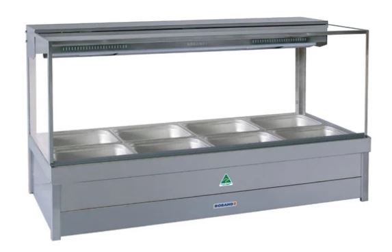 ROBAND Hot Food Display Bar Square Glass - 4 Bays 1355mm S24