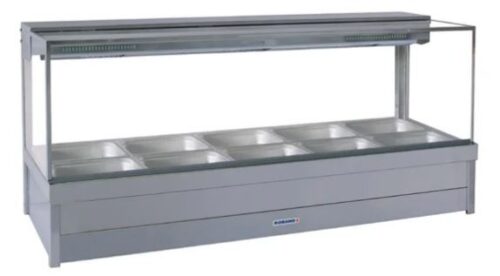 ROBAND Hot Food Display Bar Square Glass - 5 Bays 1680mm S25