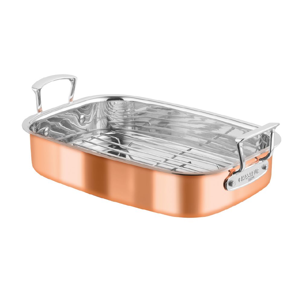 Roasting Pan with Rack Copper Chasseur Escoffier 35x26cm