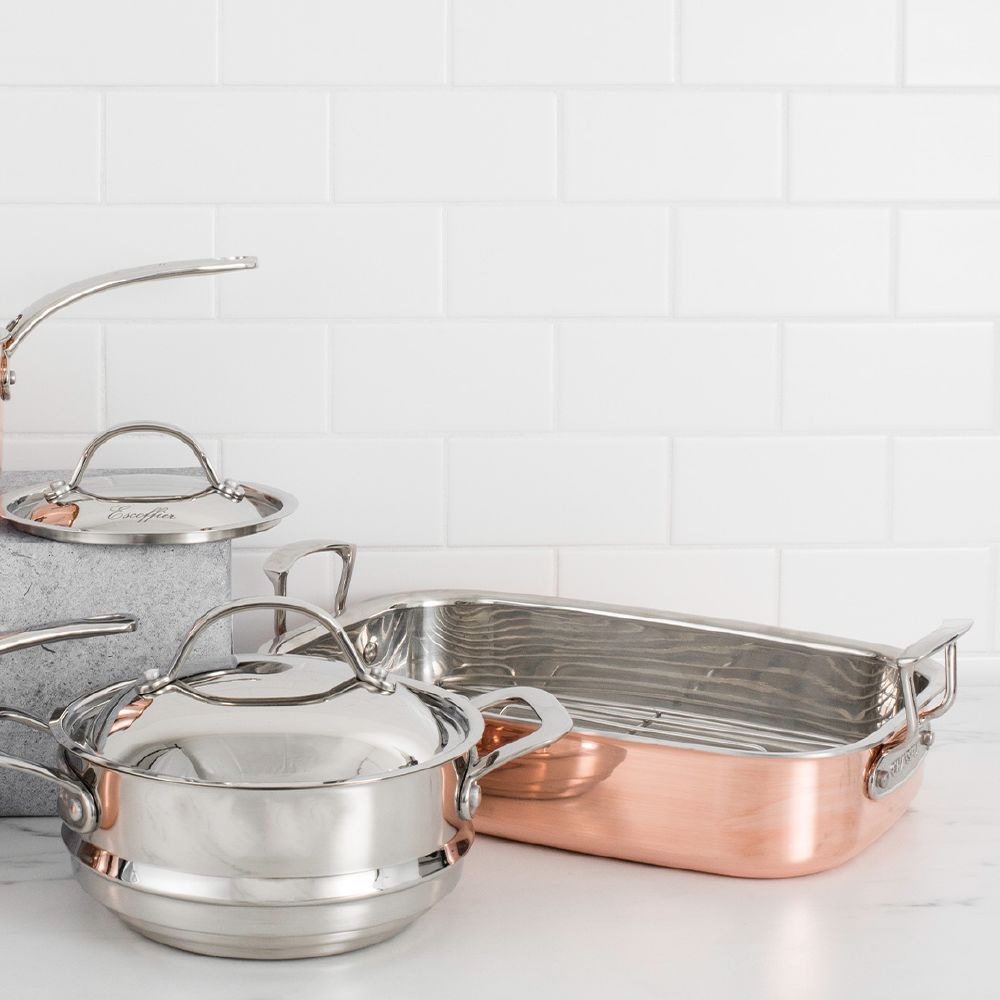 Roasting Pan with Rack Copper Chasseur Escoffier 35x26cm