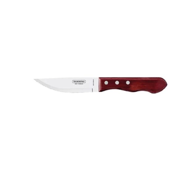 Tramontina Churrasco Jumbo Wide Blade Steak Knife Red Polywood Handle 127mm Pointed Tip