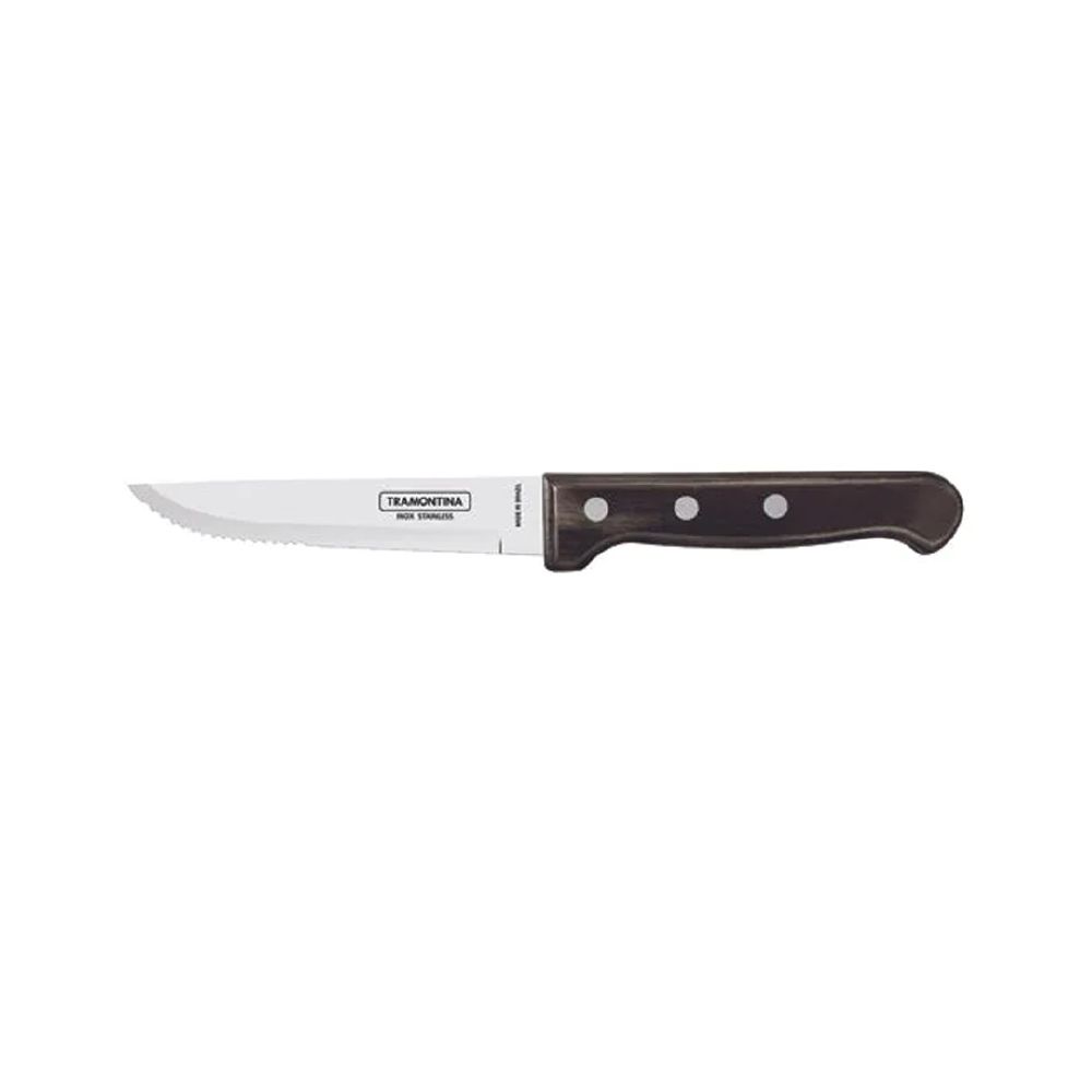 Tramontina Churrasco Gaucho Steak Knife Brown Polywood Handle 127mm Pointed Tip