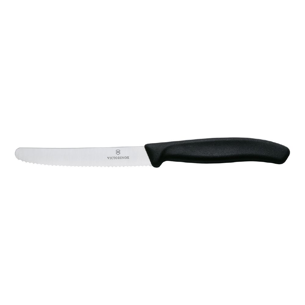 Steak & Tomato Knife 110mm Serrated Blade Victorinox - Black Handle
