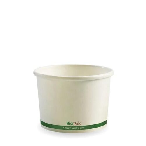 Takeaway Bowl 250ml (8oz) BioBoard White Green Stripe