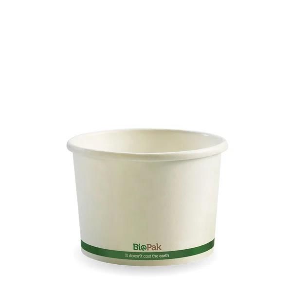 Takeaway Bowl 250ml (8oz) BioBoard White Green Stripe
