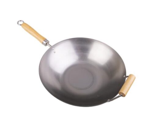Wok 36cm Carbon Steel Sgle Wood Handle