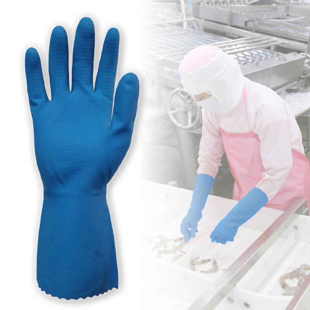 Silverlined Rubber Gloves Pair, Honeycomb Grip, Small - Blue