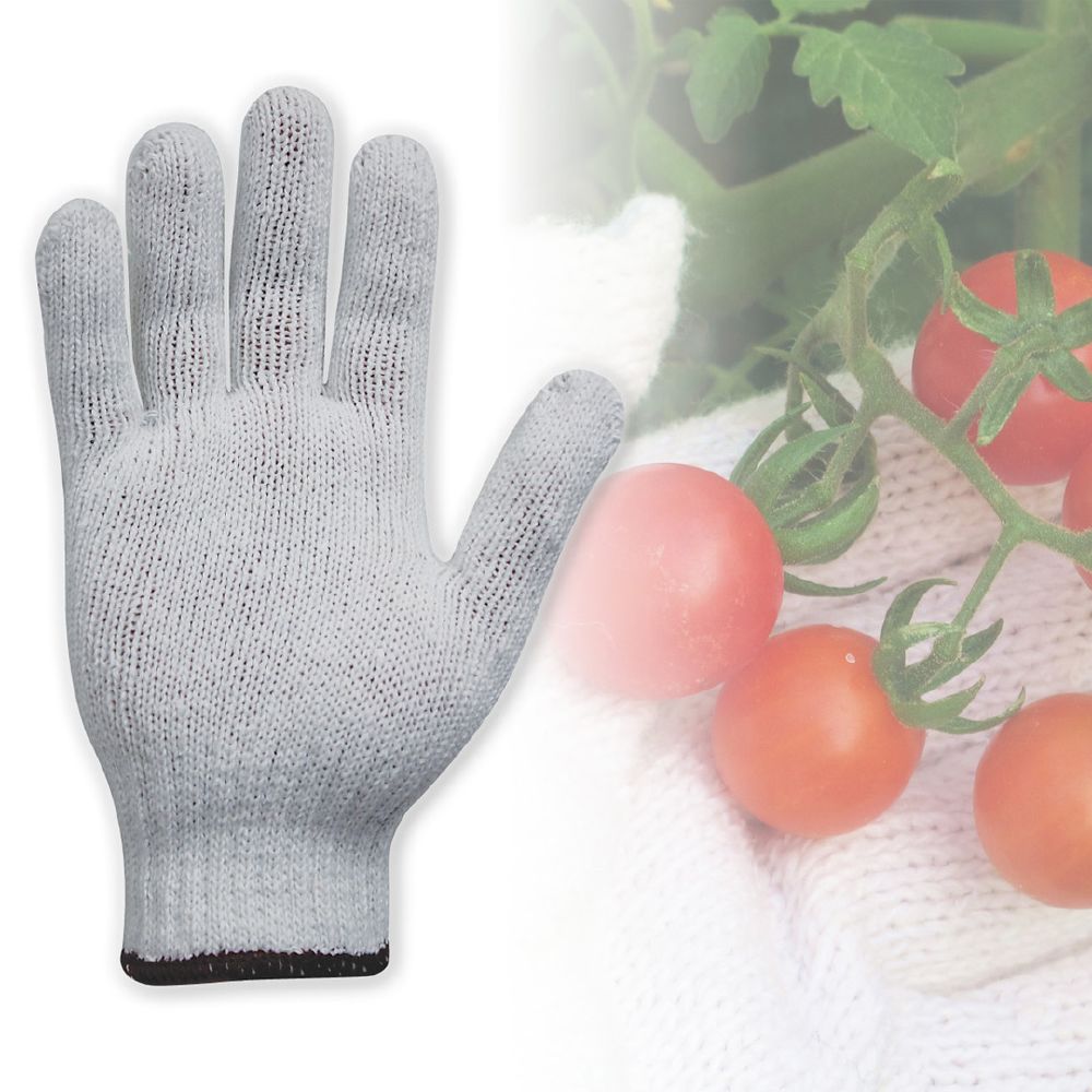 Polycotton Gloves, Bleached, 7 Guage, Ambidextrous, Medium