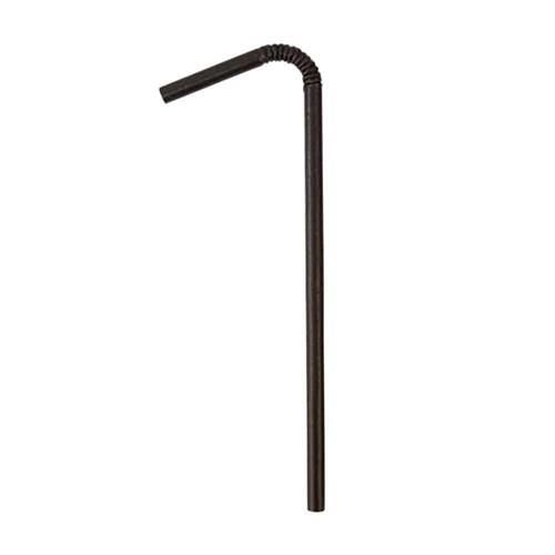 Straw Flexi 210mm (6mm) 4 Ply Strong Black
