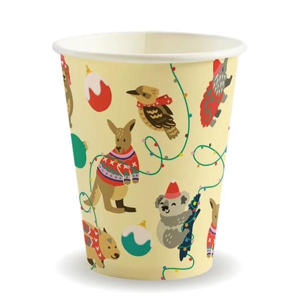 Christmas Series Single Wall Takeaway Coffee Cup 390ml / 12oz (90mm) BioCup