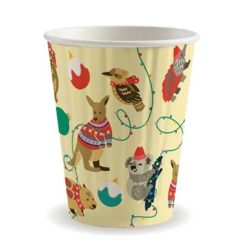 Double Wall T/A Coffee Cup 390ml / 12oz (90mm) BioCup Christmas Series