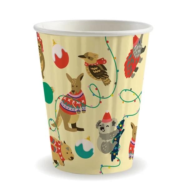 Double Wall T/A Coffee Cup 390ml / 12oz (90mm) BioCup Christmas Series