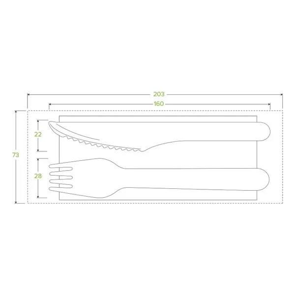 Wooden Knife, Fork & Napkin Set 160mm Biopak