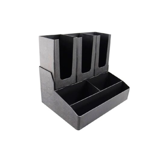 6 Compartment Vertical Cup, Condiments Organiser Black