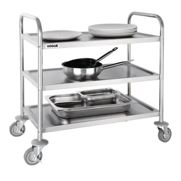 Trolley 3 Tier 855x810x455mm S/S Vogue