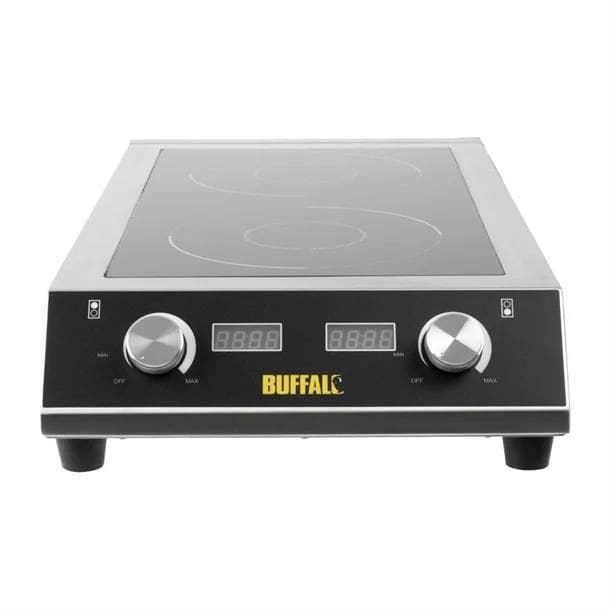 Apuro Heavy Duty Double Induction Hob 390x720x130mm 7kw 29.2amp - Twin Zone