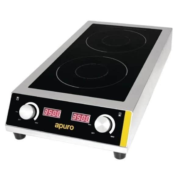 URGF239A Apuro Heavy Duty Double Induction Hob 390x720x130mm 7kw 29.2amp - Twin Zone