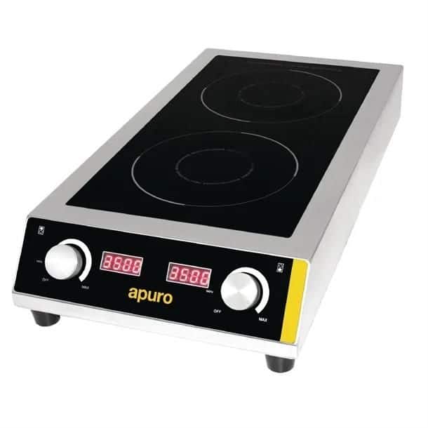 Apuro Heavy Duty Double Induction Hob 390x720x130mm 7kw 29.2amp - Twin Zone