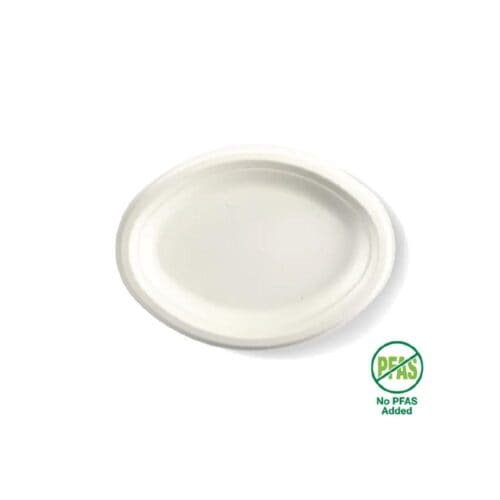 Biocane Plate Oval 260x190mm White Plant Fibre
