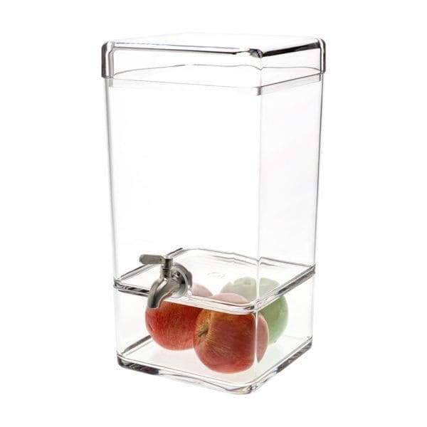 Juice Dispenser 7.5Lt Square Polycarbonate w/Ice Chamber Chef Inox
