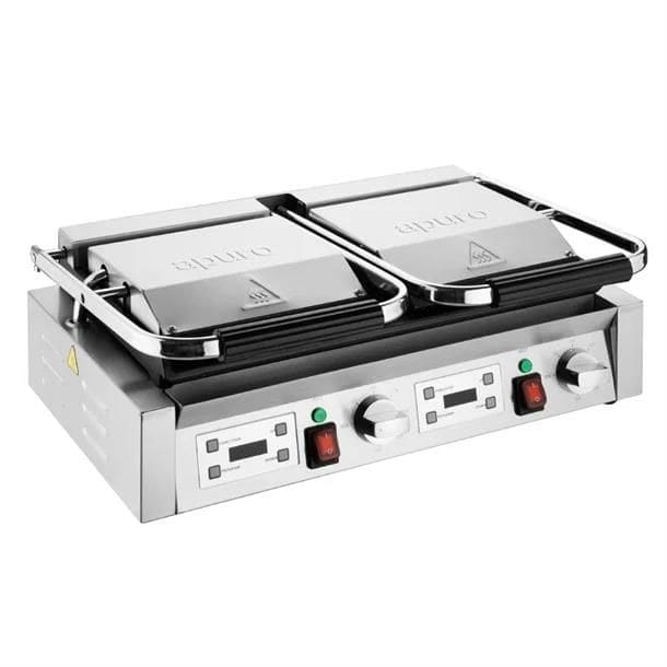 Apuro Contact Grill 570x310x200mm 2x1.8kw 2x7.8a Double Plate - Flat/Flat