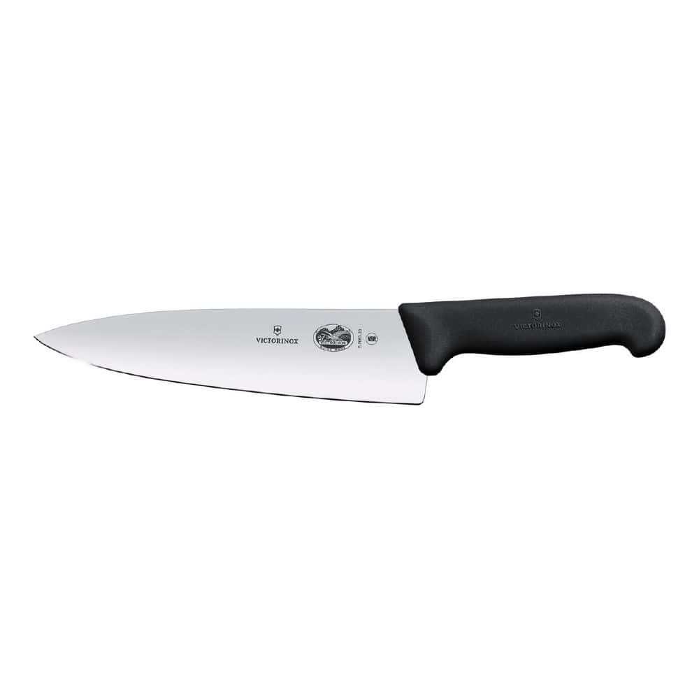 Cooks Knife 200mm Straight Blade Victorinox - Black Handle