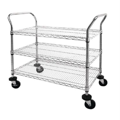 Trolley 3 Tier 960x457x910mm Chrome Wire Vogue