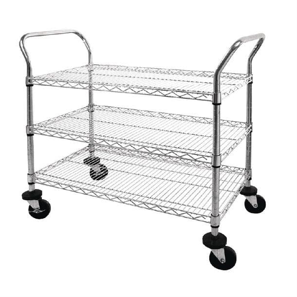 Trolley 3 Tier 960x457x910mm Chrome Wire Vogue