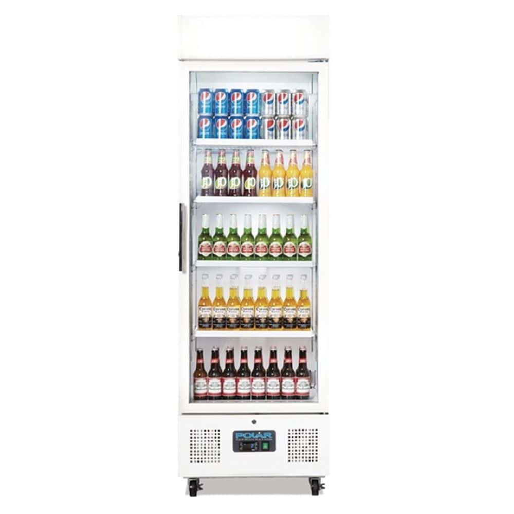 Polar G-Series Single Door Upright Display Fridge 368Ltr White