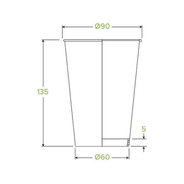 Single Wall Takeaway Coffee Cup 510ml / 16oz (90mm) BioCup