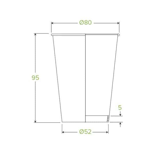 Single Wall T/A Coffee Cup 280ml / 8oz (80mm) BioCup White