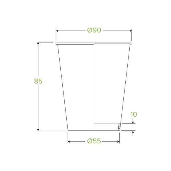 Single Wall Takeaway Coffee Cup 280ml / 8oz (90mm) BioCup Kraft Green Line