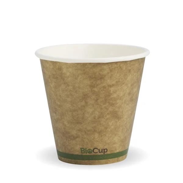 Single Wall Takeaway Coffee Cup 280ml / 8oz (90mm) BioCup Kraft Green Line