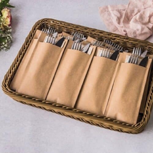 Cutlery Pouch Kraft W/ Brown Napkin