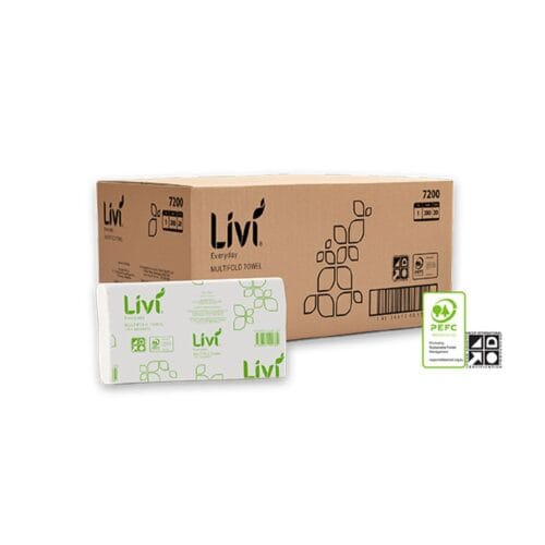 Livi Everyday Hand Towel Multifold 1Ply 200Sheets