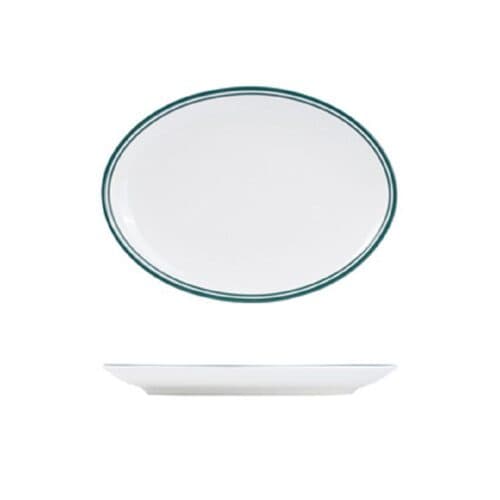 Oval Coupe Plate 320mmx230mm Nano Cru Green