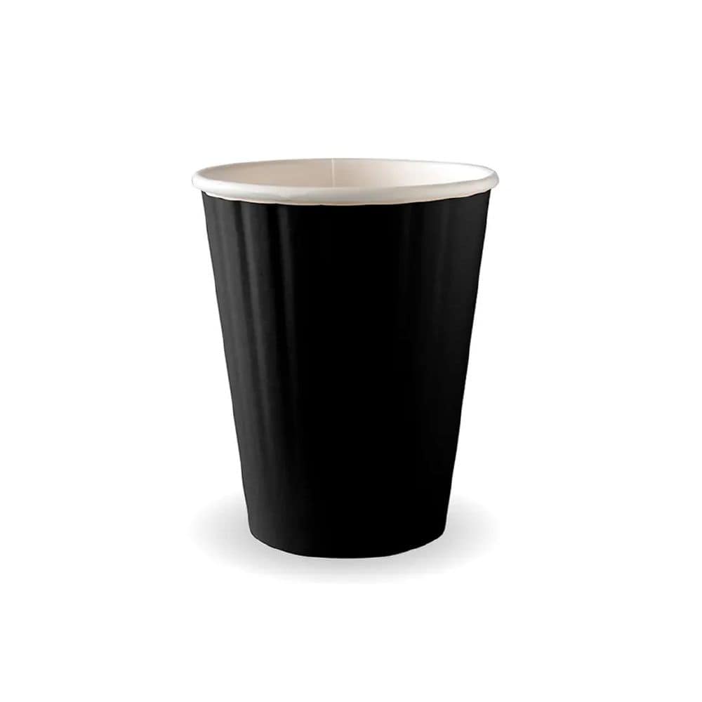 Double Wall Takeaway Coffee Cup 390ml / 12oz (90mm) BioCup Black