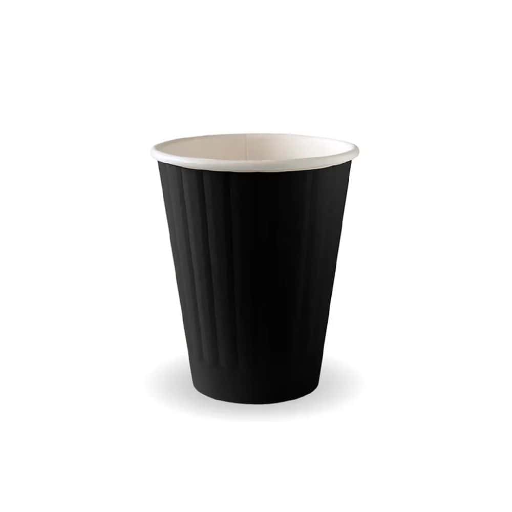 Double Wall T/A Coffee Cup 255ml / 8oz (80mm) BioCup Black