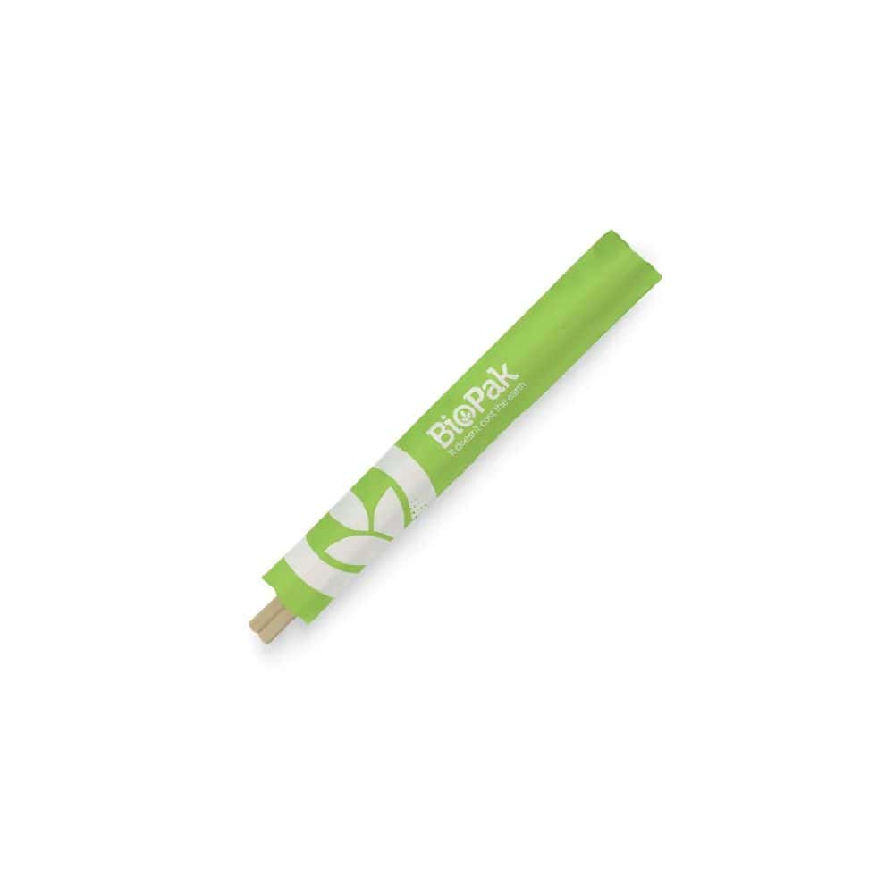 Bamboo Chopsticks 210mm Individually Wrapped BioPak