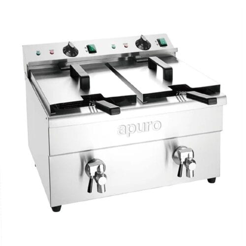 Apuro Induction Fryer 2x7500ml 2x3kw 2x15amp - Double Plate